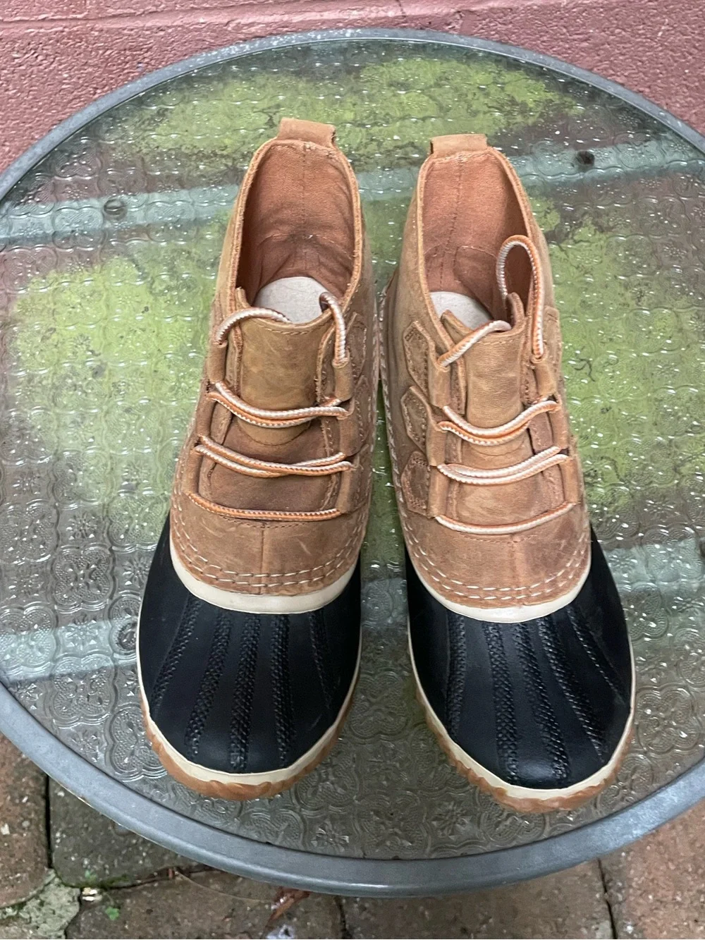 Sorel Out N About Waterproof Tan Duck Ankle Rain Boots 8.5